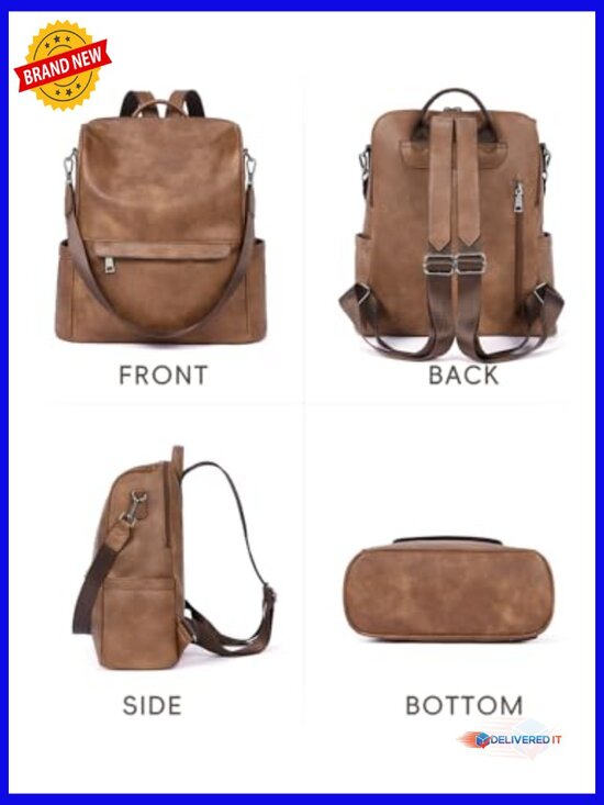 PU Leather Anti-theft Fashion Backpack Travel Bag Ladies Shoulder Bag Purse